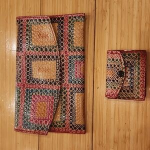 Multicolor Geometric Women's Clutch/Wallet and Coin Purse